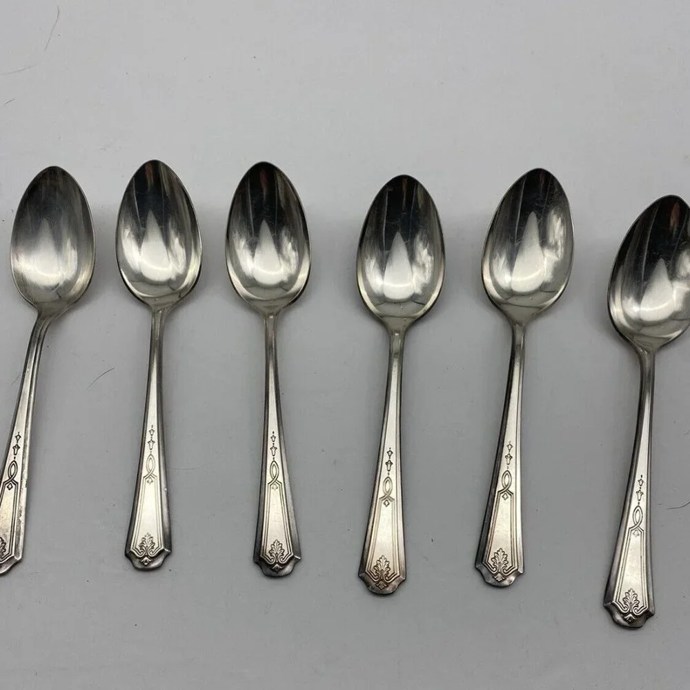 Vintage 1922 Oneida Community Beverly Teaspoons Set Of 12 Silverplate‎ Art Deco